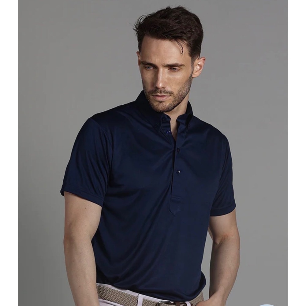 Collars & Co Mens Size Large Oxford Dress Collar Polo Shirt Navy Performance